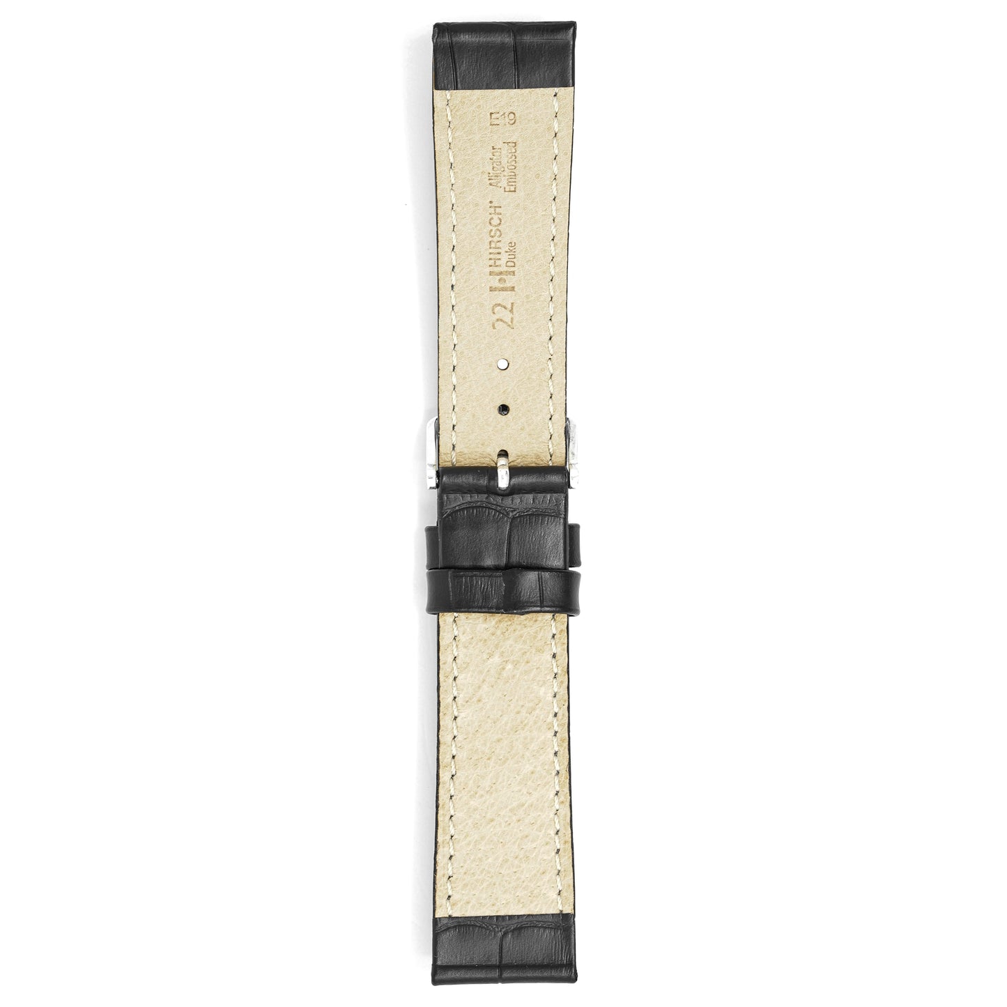 Hirsch Watch Duke 22mm Long Black Leather Strap