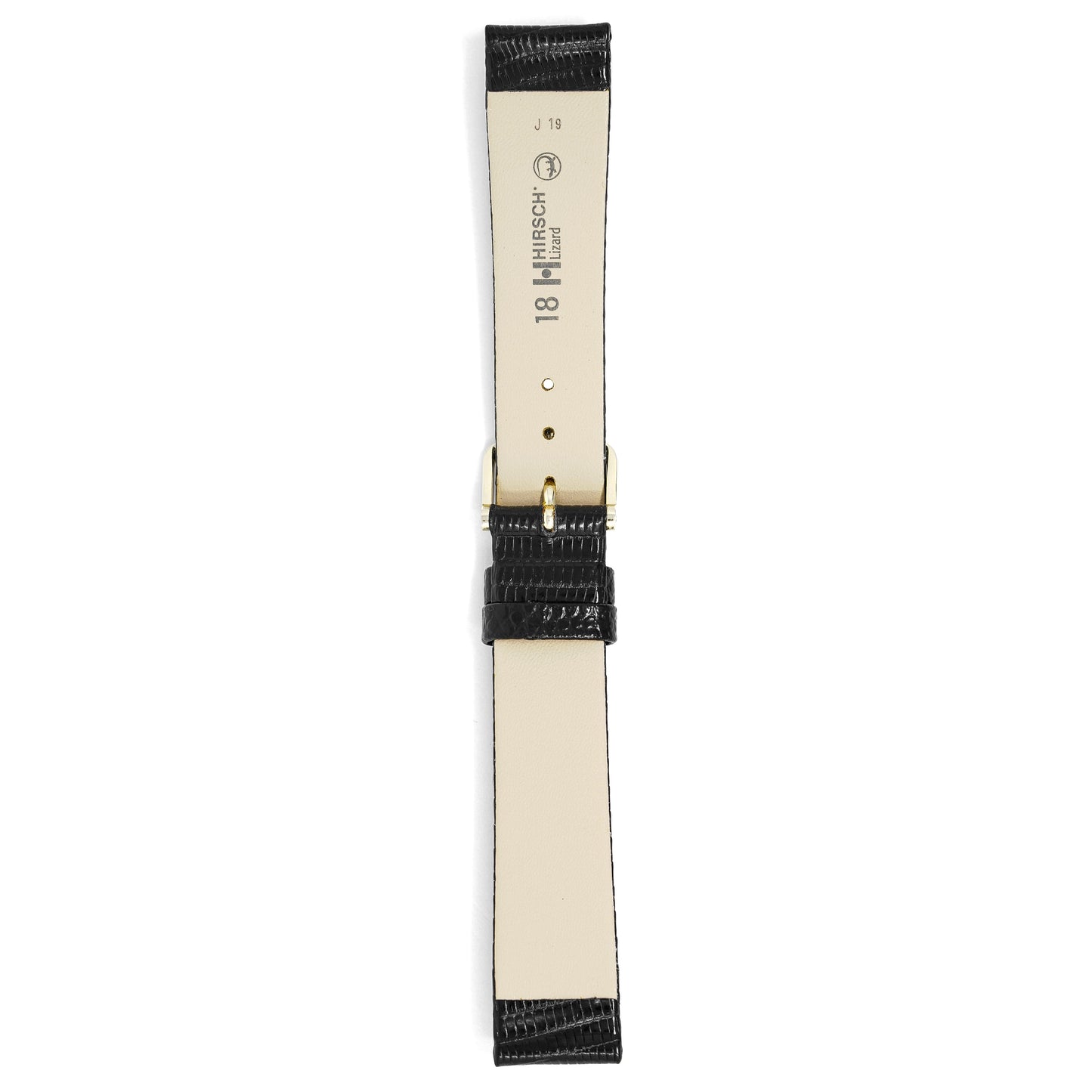 Hirsch Watch Lizard 18mm Long Black Leather Strap