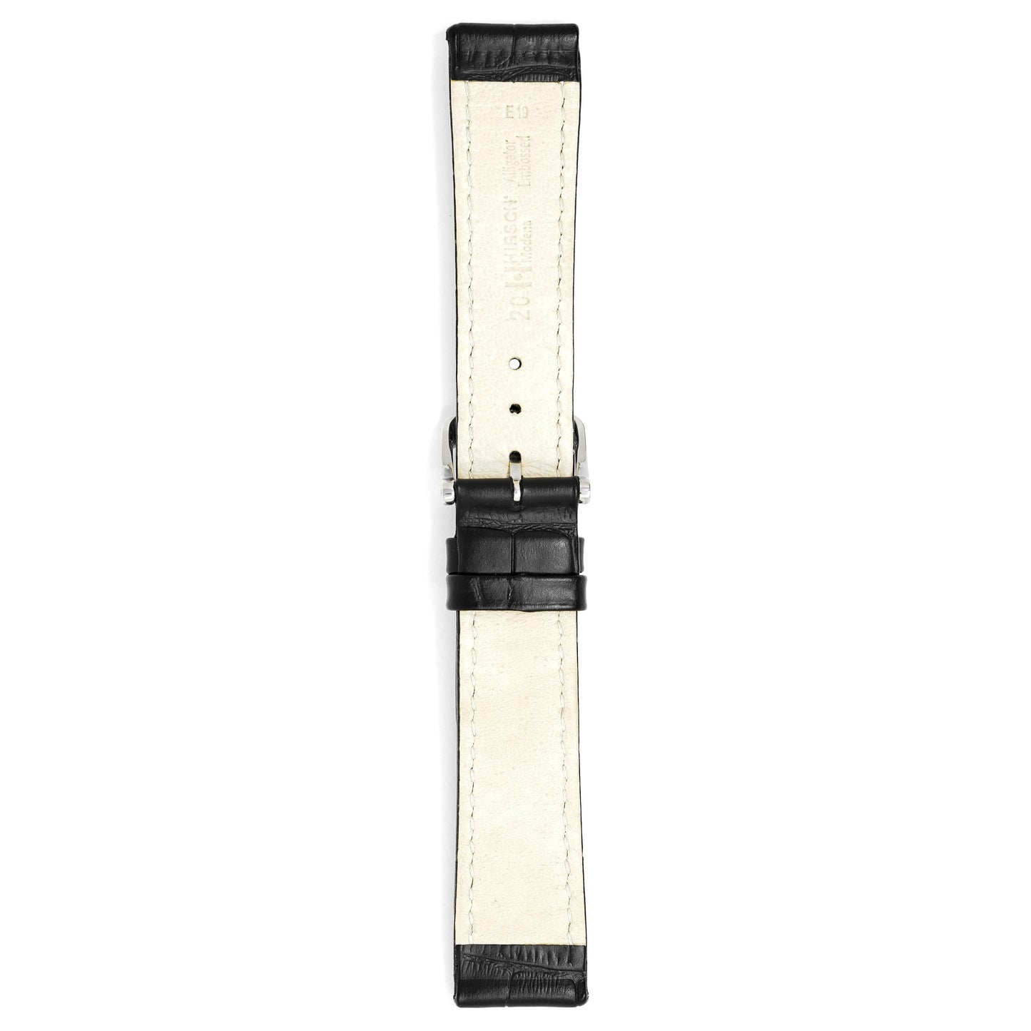 Hirsch Watch Modena 20mm Long Black Leather Strap
