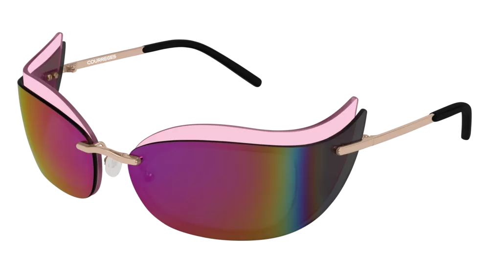 Courrèges Women's Sunglasses Cat Eye Wraparound Pink/Gold CL1903-002 53