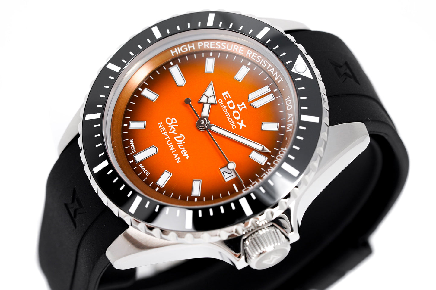 Edox Men's Watch Neptunian Sky Diver Automatic Orange 80120-3NCA-ODN
