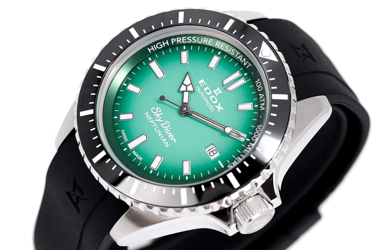 Edox Men's Watch Neptunian Sky Diver Automatic Green 80120-3NCA-VDN