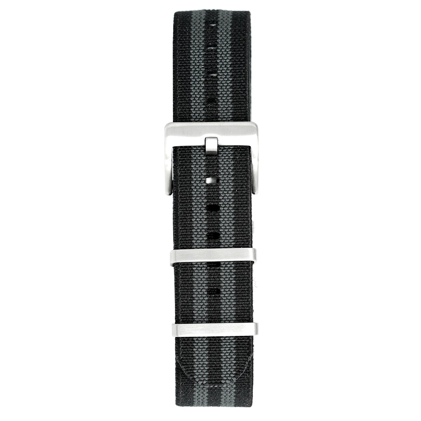 Watch Nato Strap 20mm Elasticated Nylon Black Grey