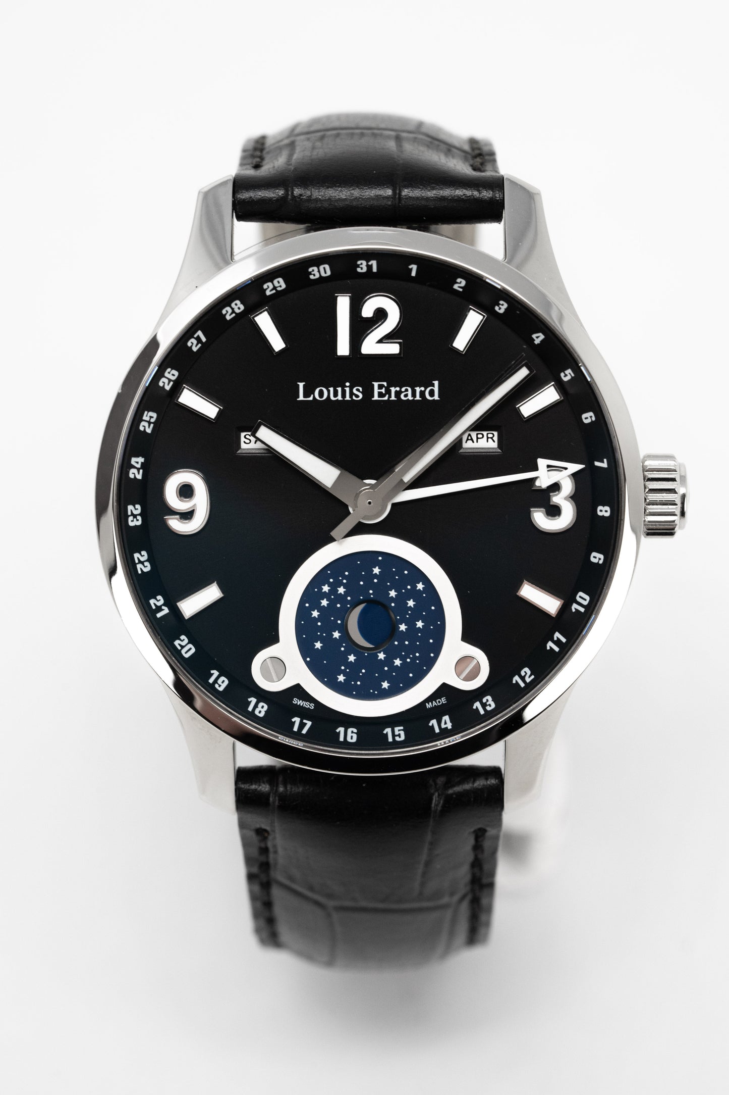 Louis Erard Watch Men's Automatic 1931 Moon Phase Black 48223AA02.BDC51