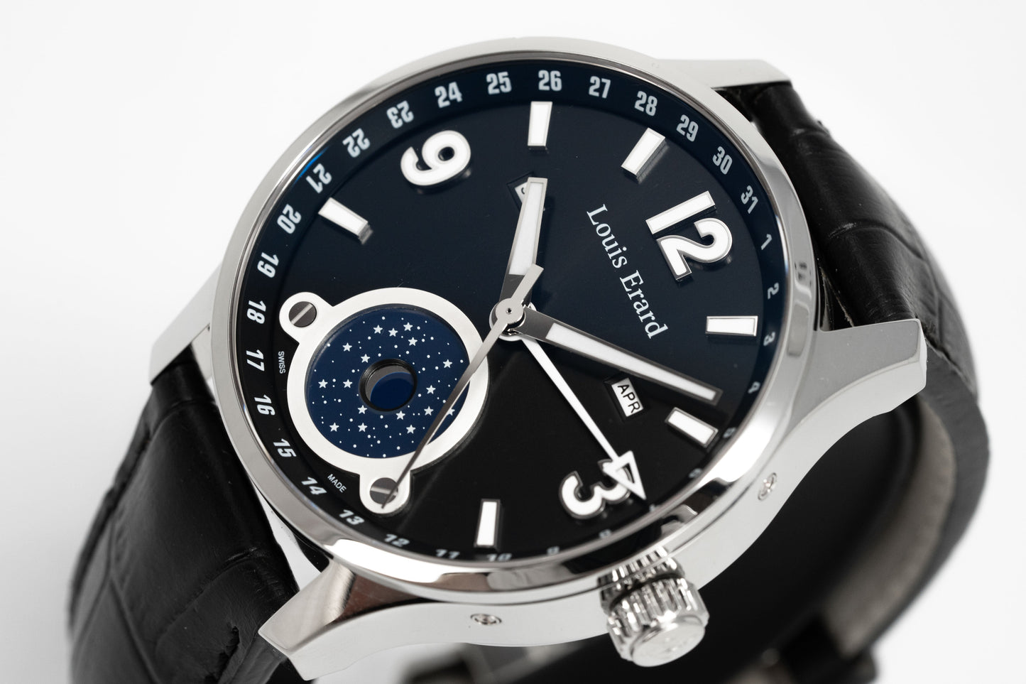 Louis Erard Watch Men's Automatic 1931 Moon Phase Black 48223AA02.BDC51