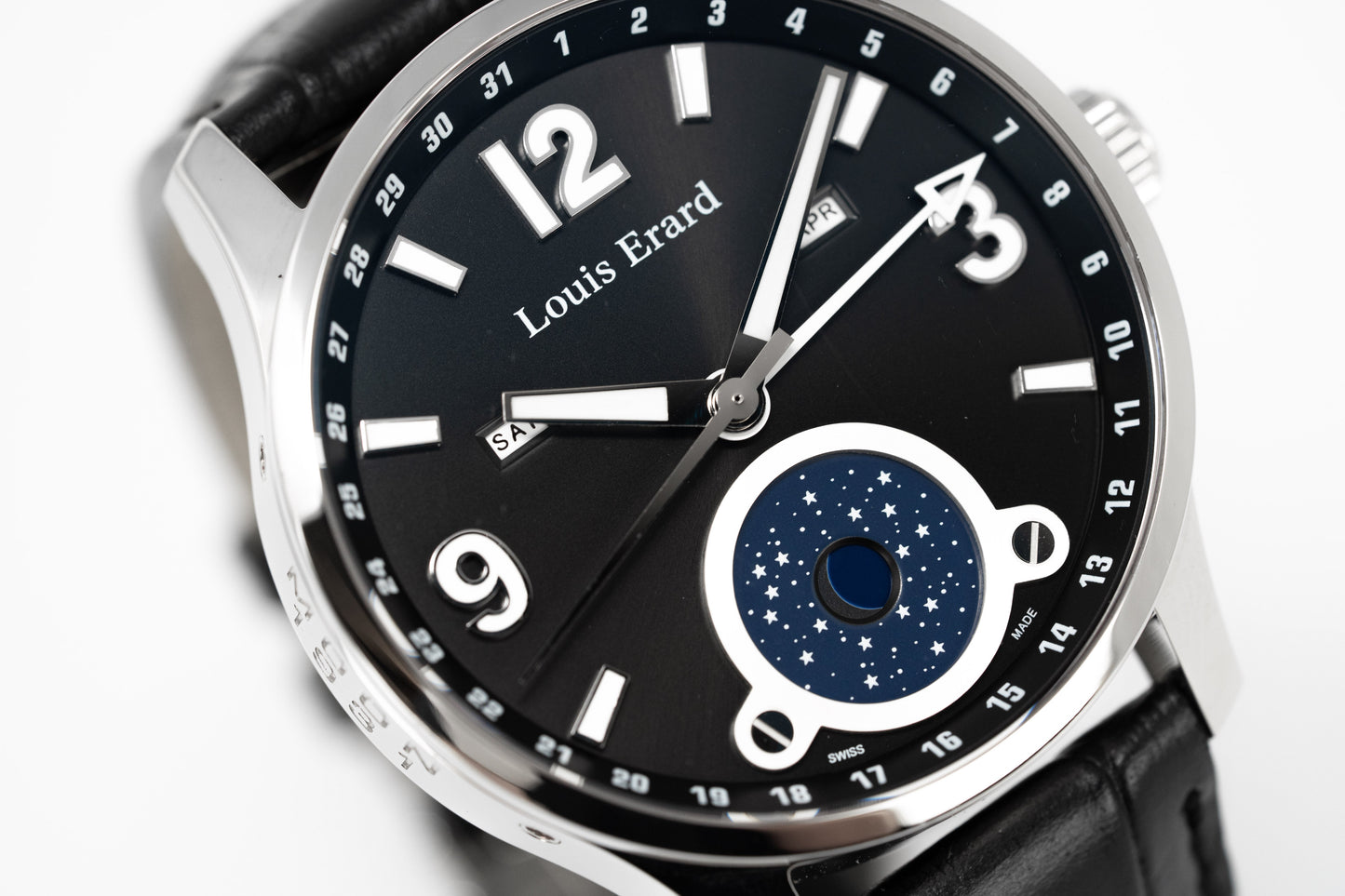 Louis Erard Watch Men's Automatic 1931 Moon Phase Black 48223AA02.BDC51