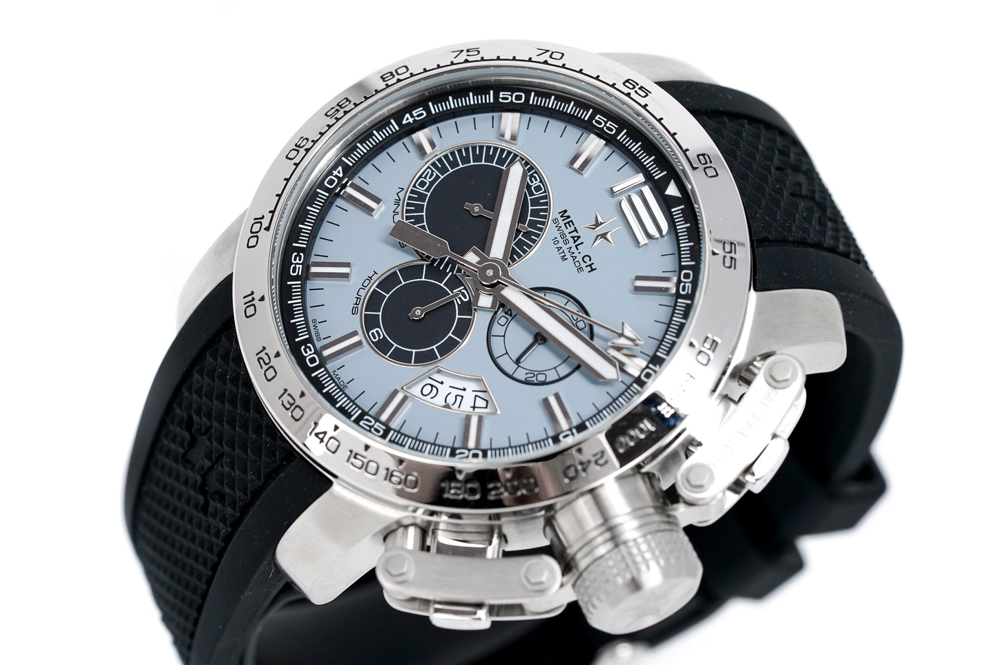 Metal.ch Men's Chronograph Watch 44MM Chronosport Date Black/Grey 4150.44