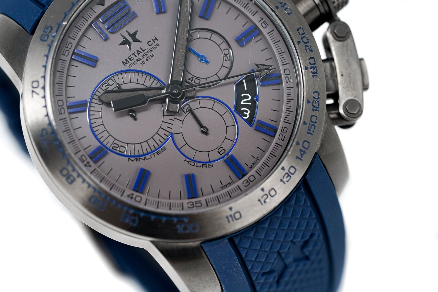 Metal.ch Men's Chronograph Watch Chronosport Collection 44MM Date Blue/Grey 4539.44