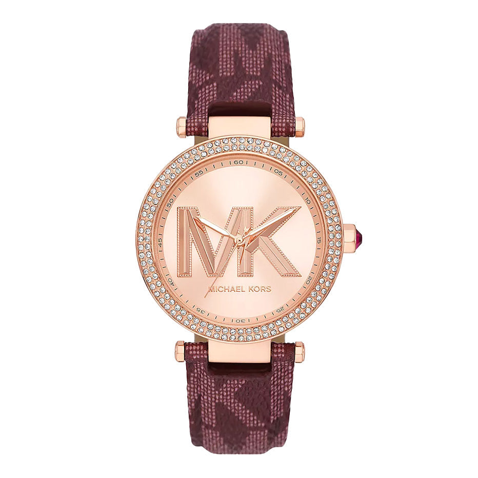 Michael Kors Ladies Watch Parker 39mm MK2973 Red Rose Gold MK2974