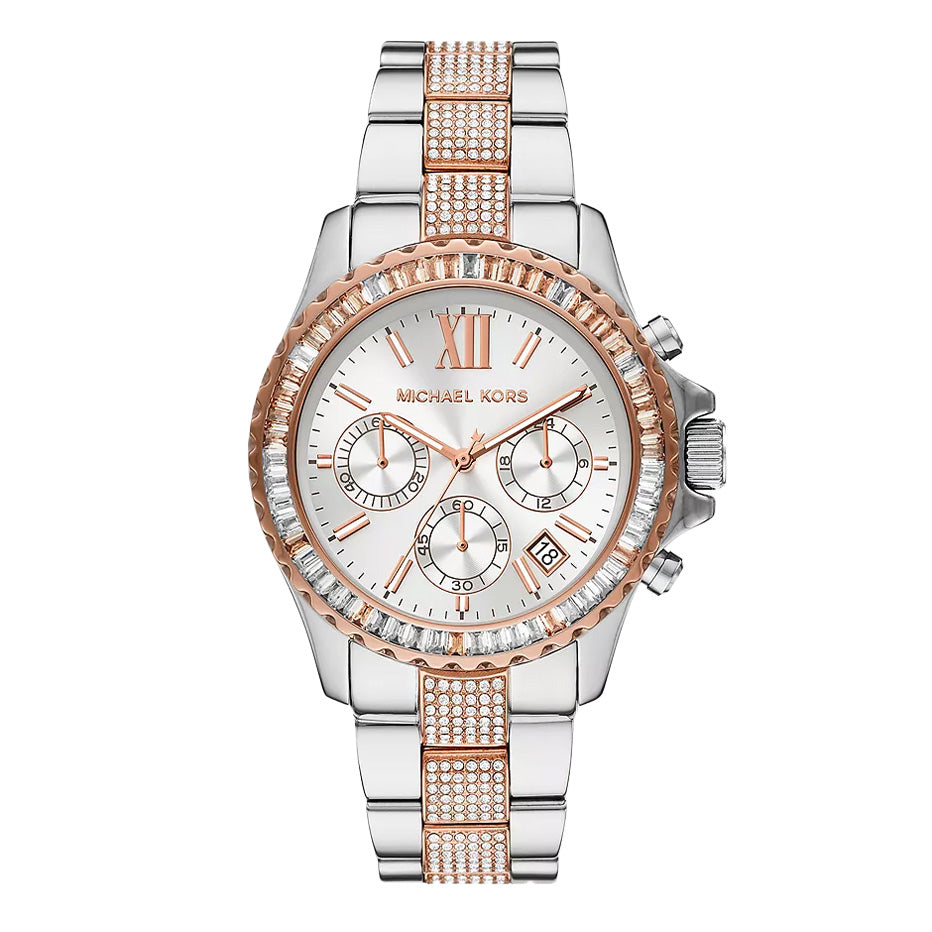 Michael Kors Ladies Watch Everest Chronograph 42mm Silver Rose Gold MK6975