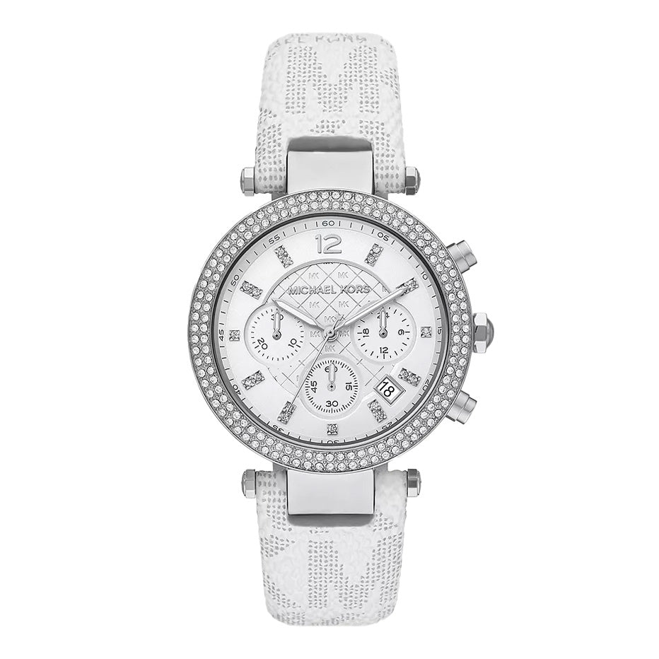 Michael Kors Ladies Watch Parker Chronograph 39mm White Silver MK7226