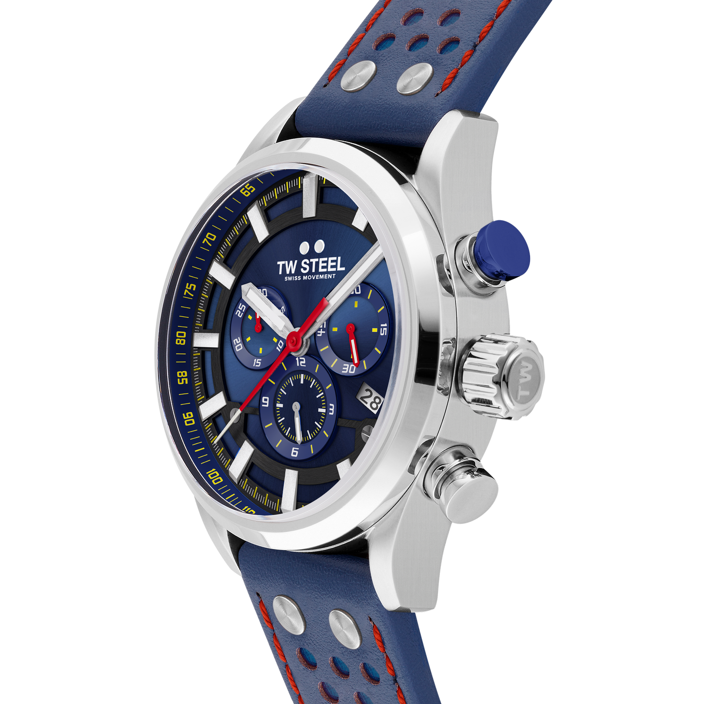TW Steel Watch Men's Swiss Volante Chronograph Fast Lane Blue SVS206