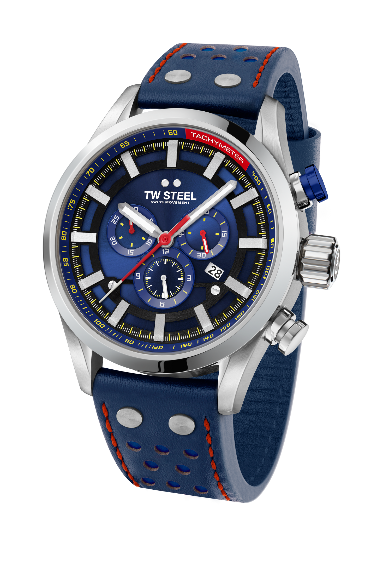 TW Steel Watch Men's Swiss Volante Chronograph Fast Lane Blue SVS206