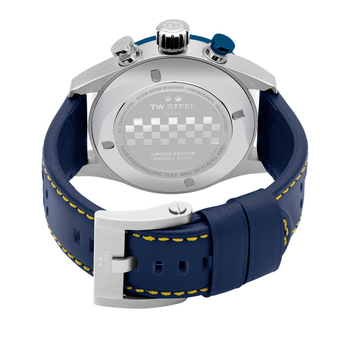 TW Steel Watch Men's Swiss Volante Chronograph Fast Lane Yellow Blue SVS208
