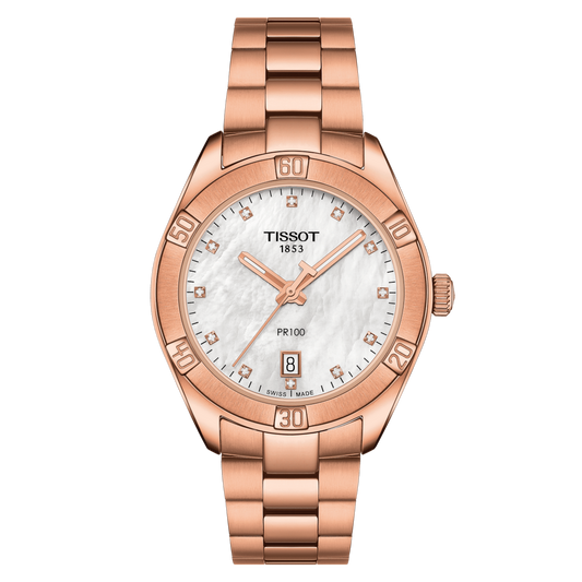 Tissot Ladies Watch PR 100 Classic 36mm  White Rose Gold T1019103311600