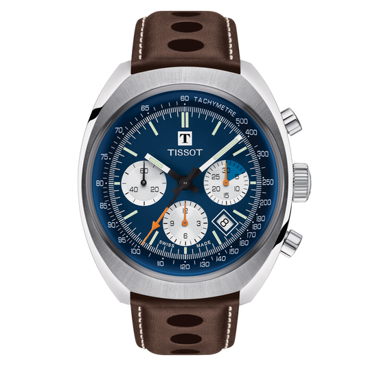 Tissot Men's Watch T-Heritage 1973 Chronograph 43mm Blue Brown T1244271604100