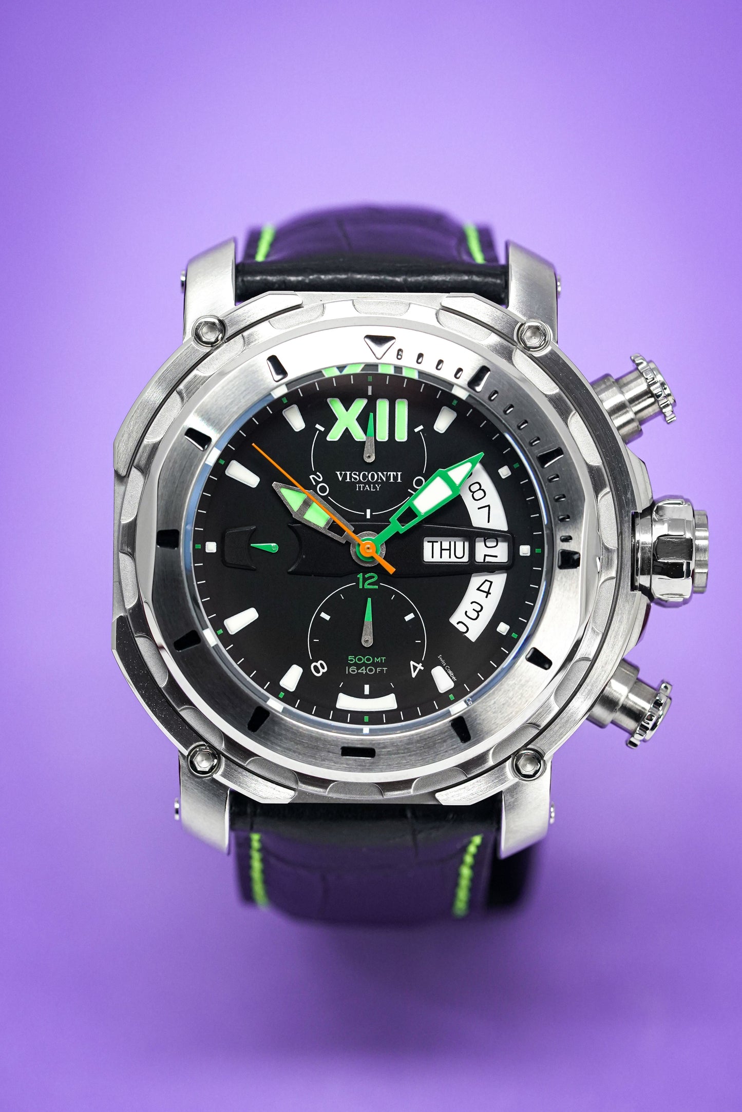 Visconti Chronograph Watch Full Dive 500M Black KW51-04