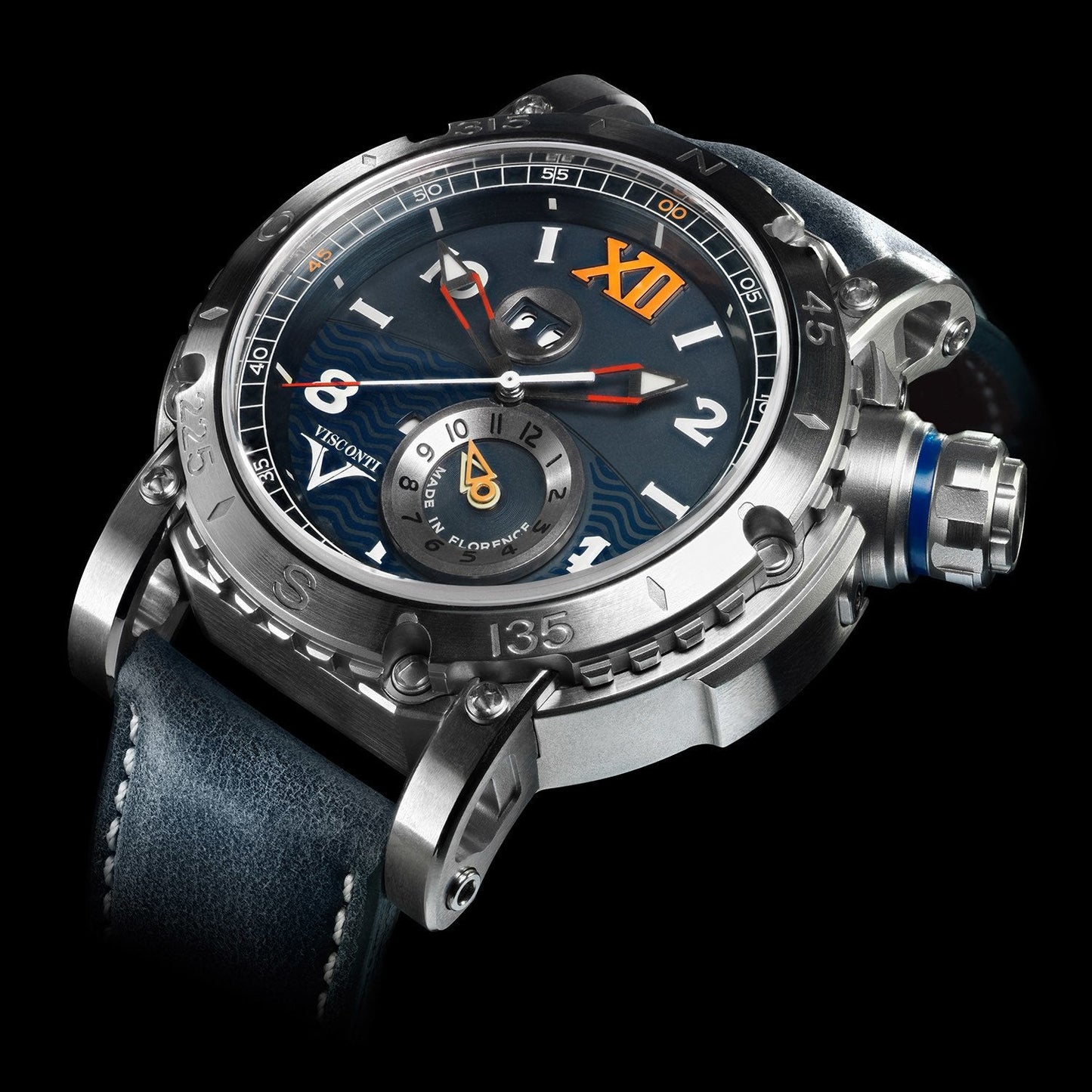 Visconti Automatic Watch Grand Cruise GMT Stainless Steel Blue Nabuk Strap W110-00-143-1411