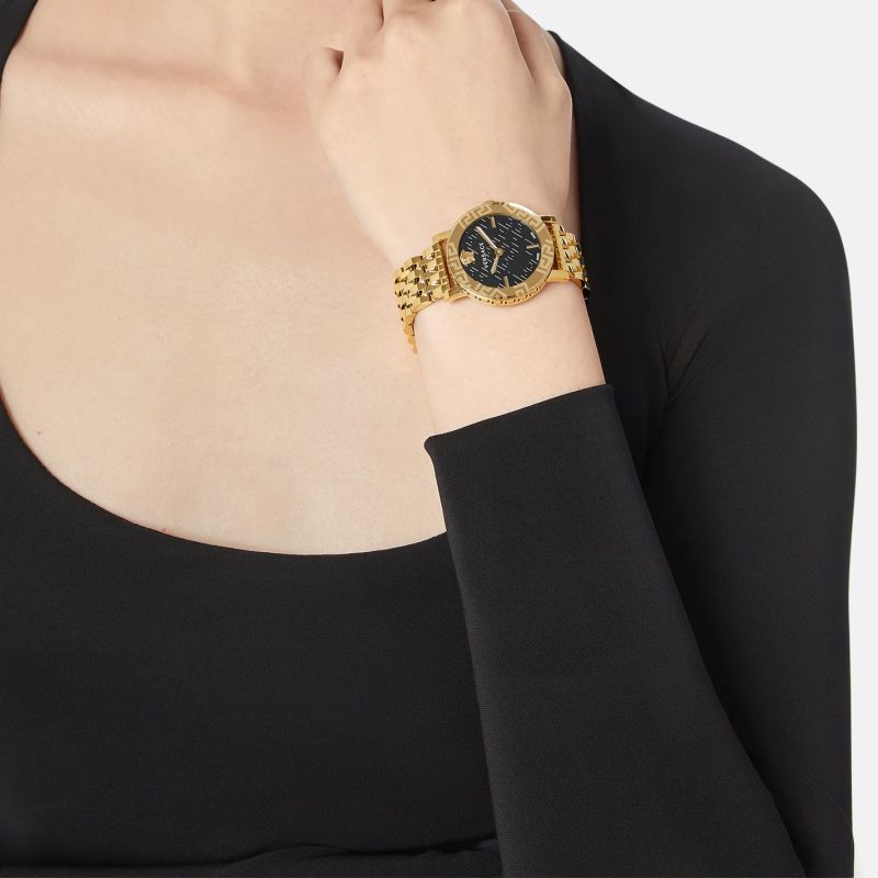 Versace Greca Glass Ladies Gold Watch VEU300621