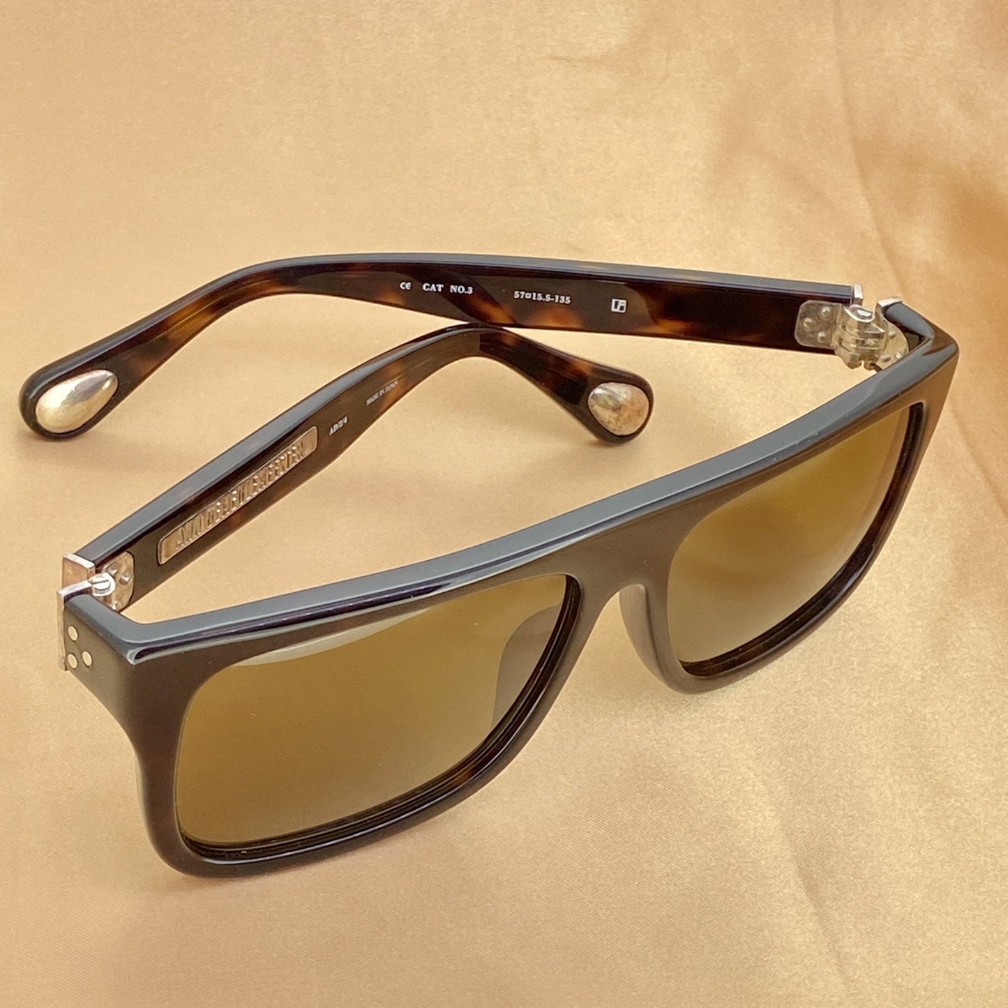 Ann Demeulemeester Men's Sunglasses Flat Top Amber Tortoise and Brown AD2C4SUN