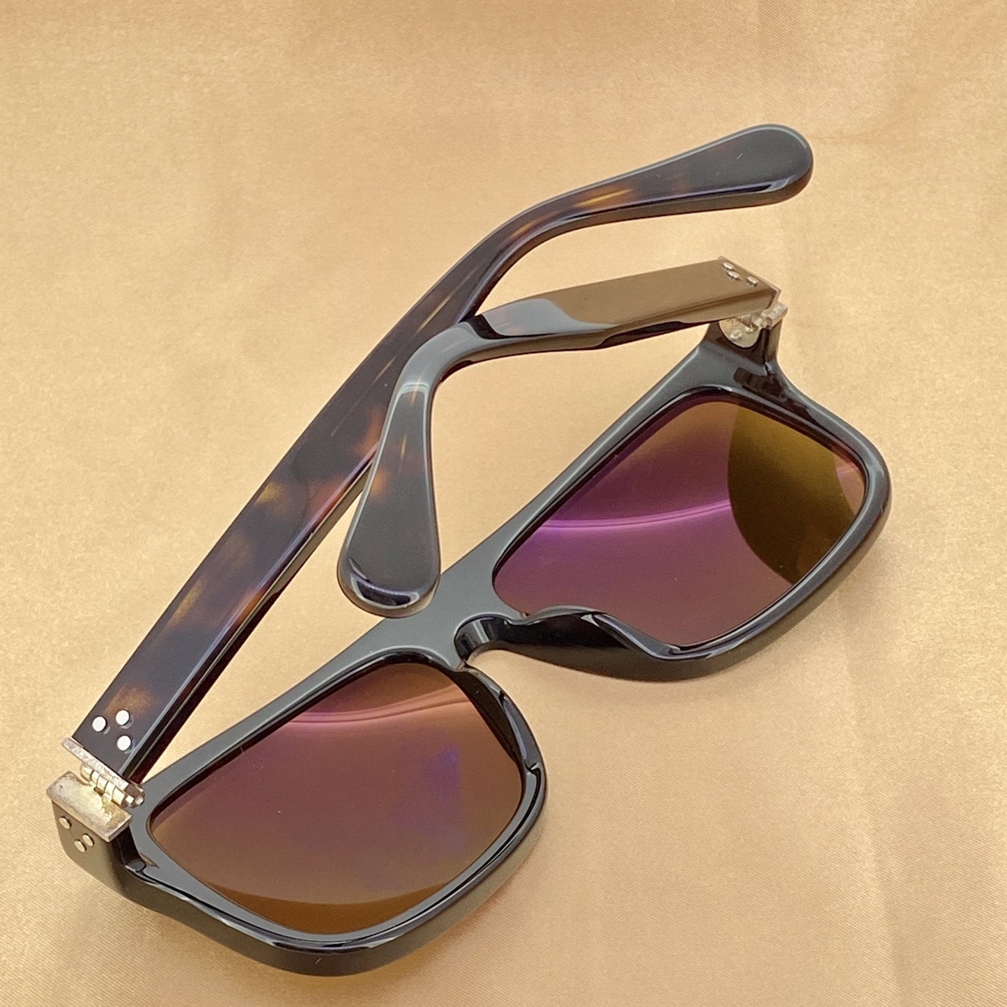 Ann Demeulemeester Men's Sunglasses Flat Top Amber Tortoise and Brown AD2C4SUN