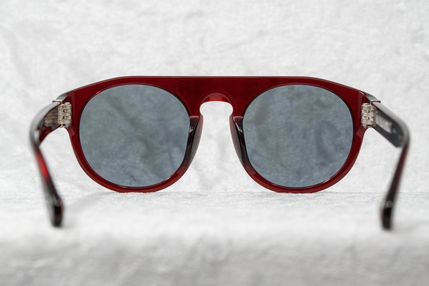 Ann Demeulemeester Sunglasses Flat Top Round Bordeaux Red and Blue
