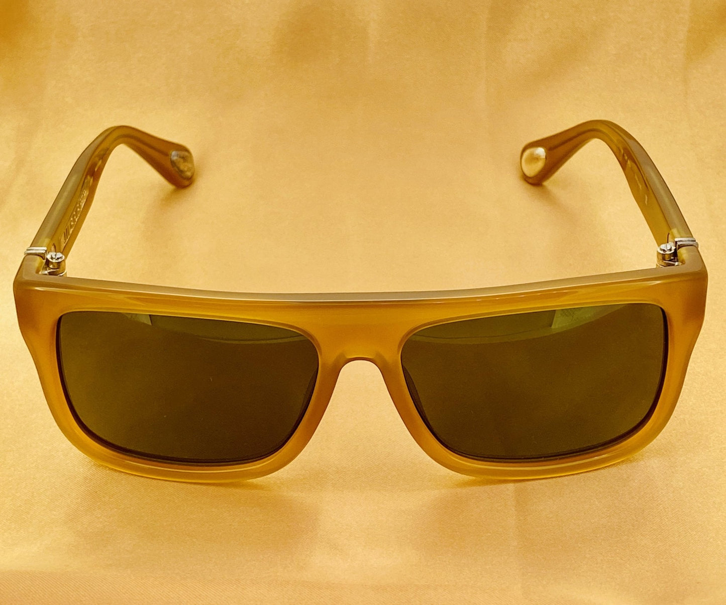 Ann Demeulemeester Sunglasses Flat Top Honey Orange and Green