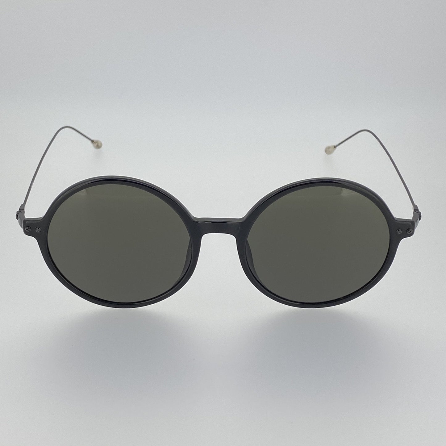 Ann Demeulemeester Sunglasses Round Shiny Black and Grey