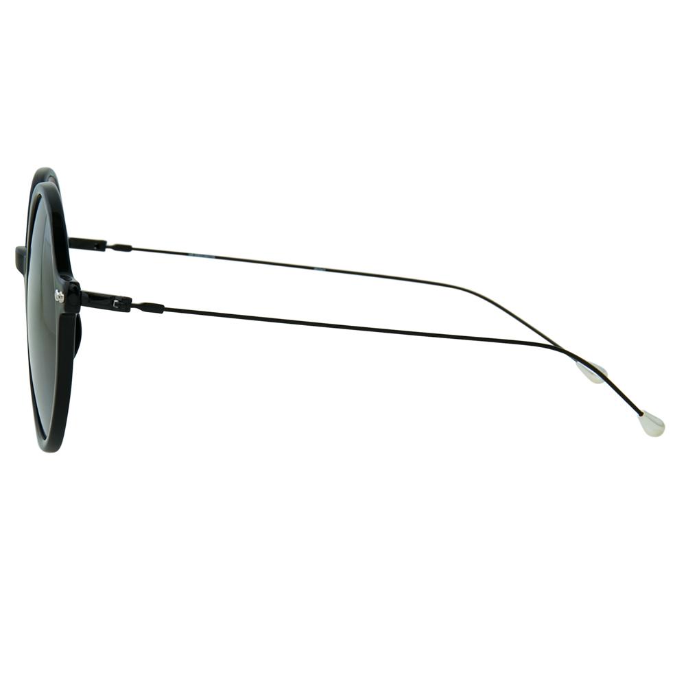Ann Demeulemeester Sunglasses Round Shiny Black and Grey