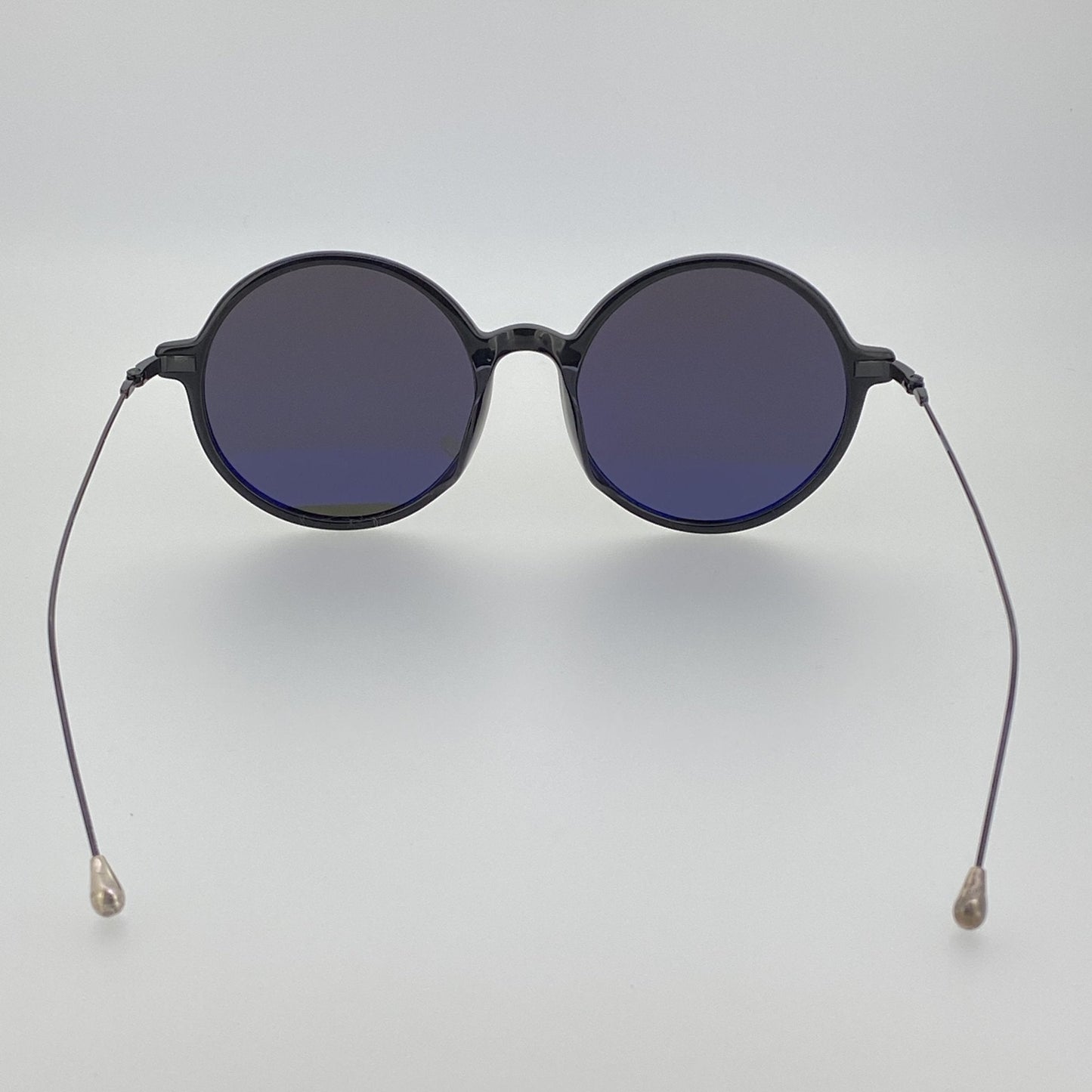 Ann Demeulemeester Sunglasses Round Shiny Black and Grey