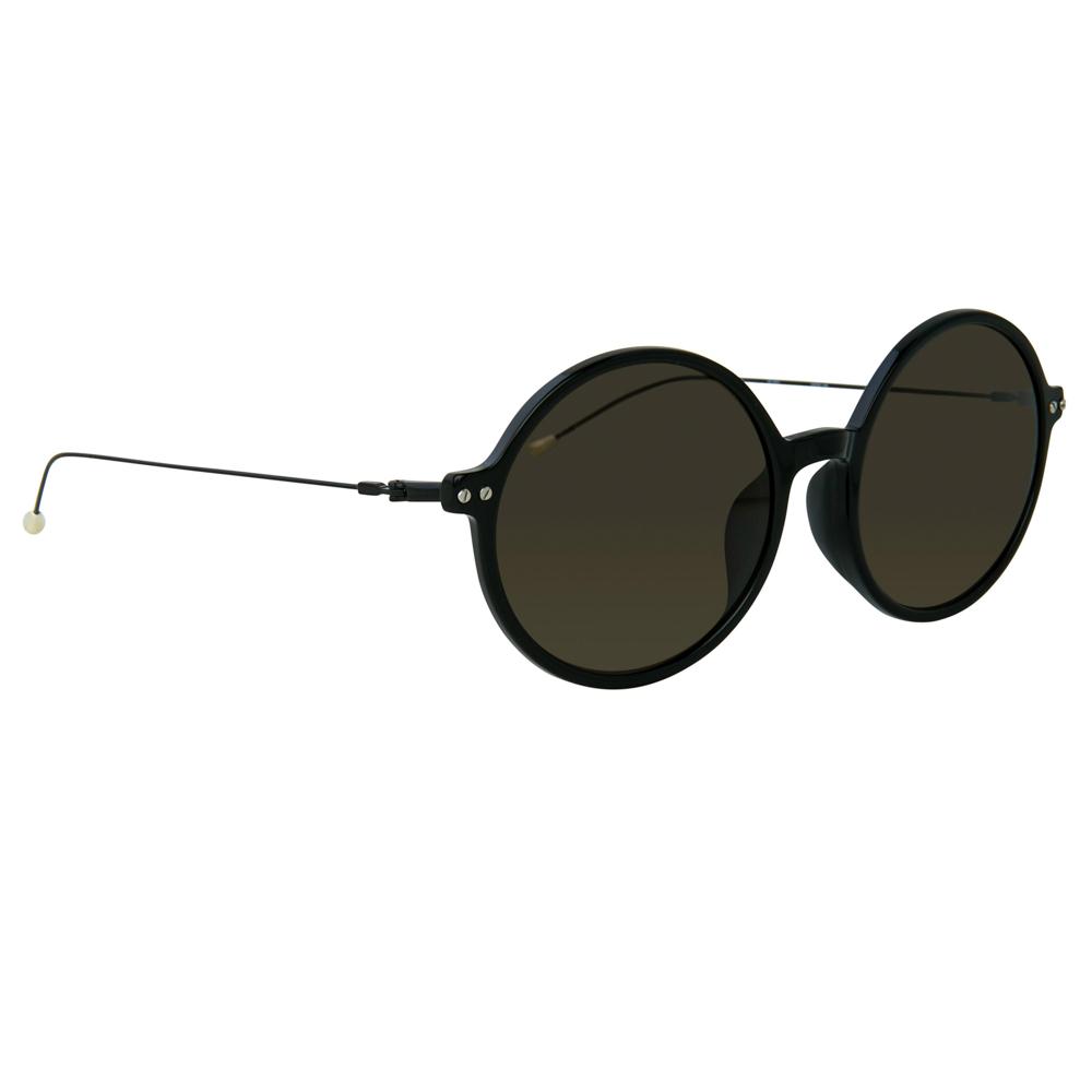 Ann Demeulemeester Sunglasses Round Shiny Black and Grey