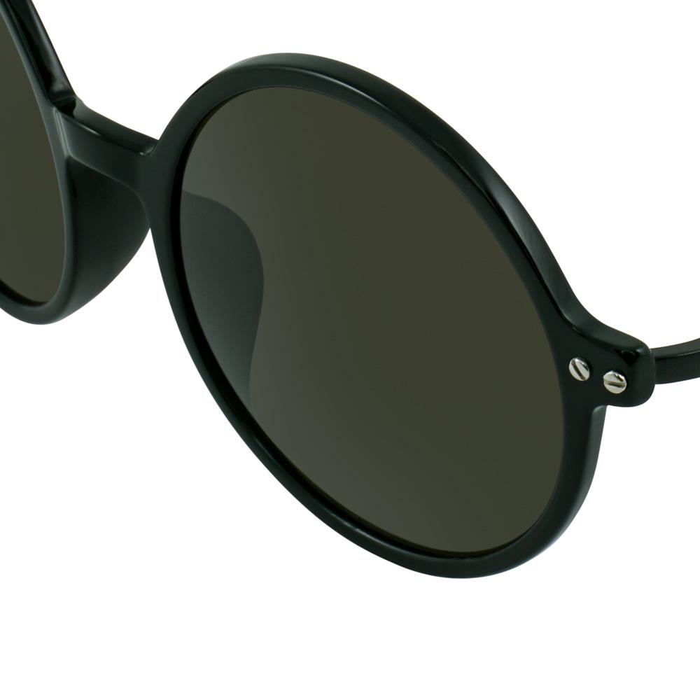 Ann Demeulemeester Sunglasses Round Shiny Black and Grey