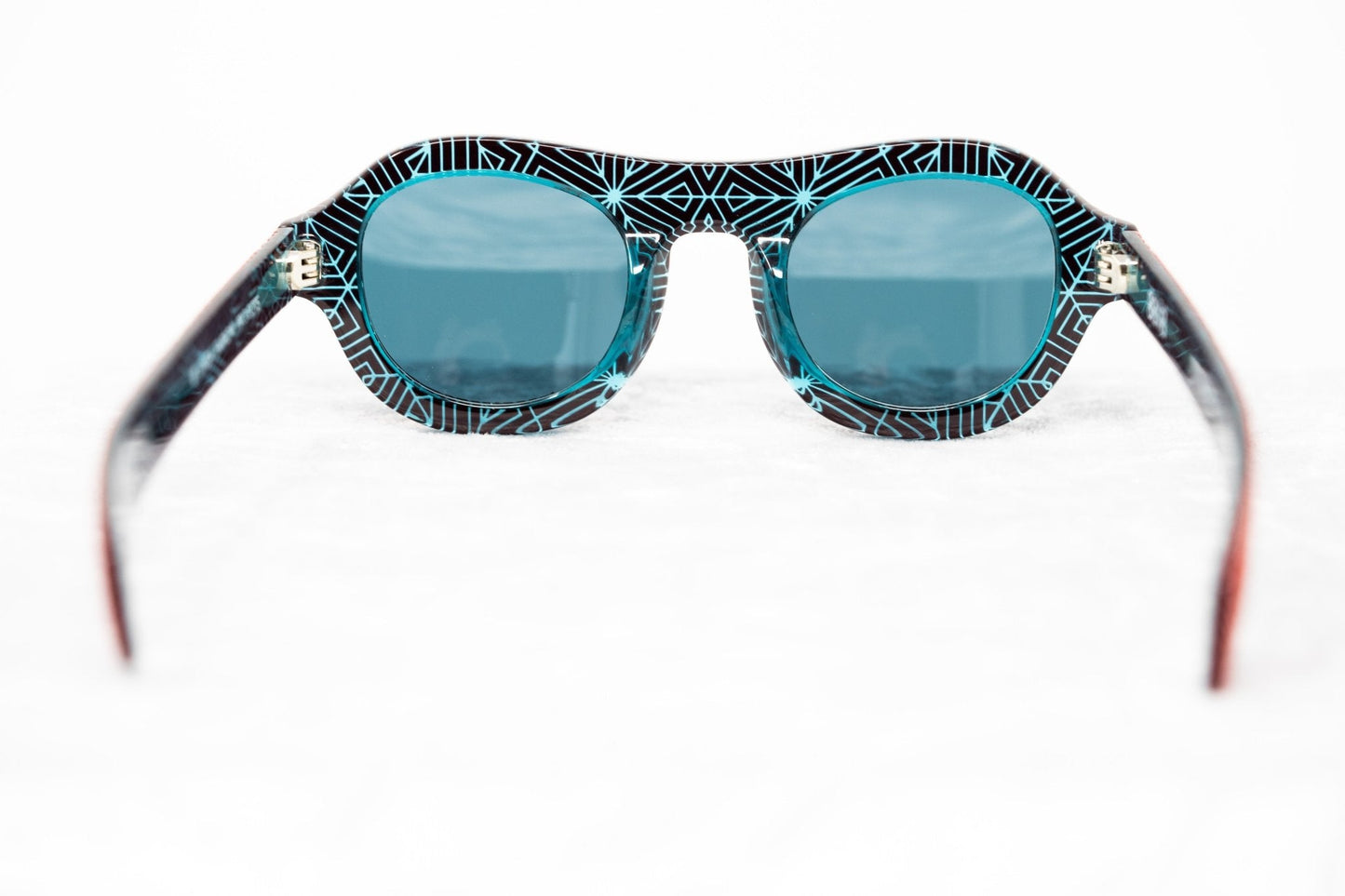 David David Sunglasses Round Red and Dark Blue