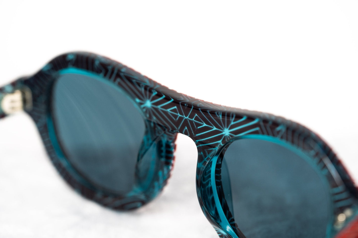 David David Sunglasses Round Red and Dark Blue