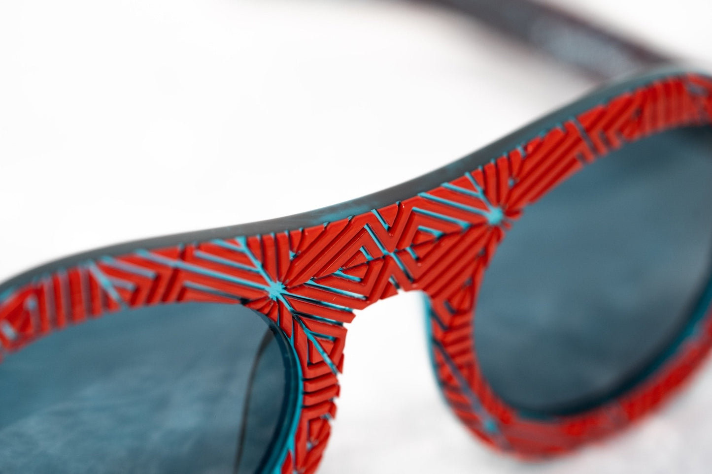 David David Sunglasses Round Red and Dark Blue