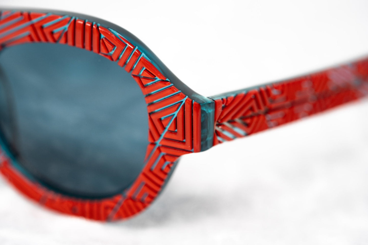 David David Sunglasses Round Red and Dark Blue