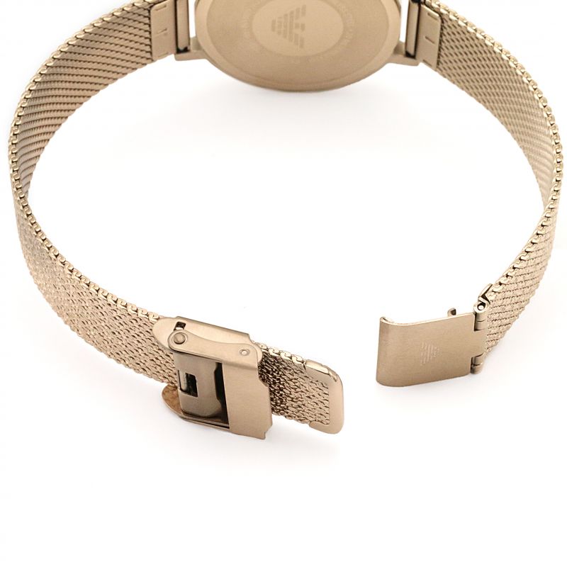 Emporio Armani Ladies Kappa Watch Rose Gold Plated Mesh AR11129