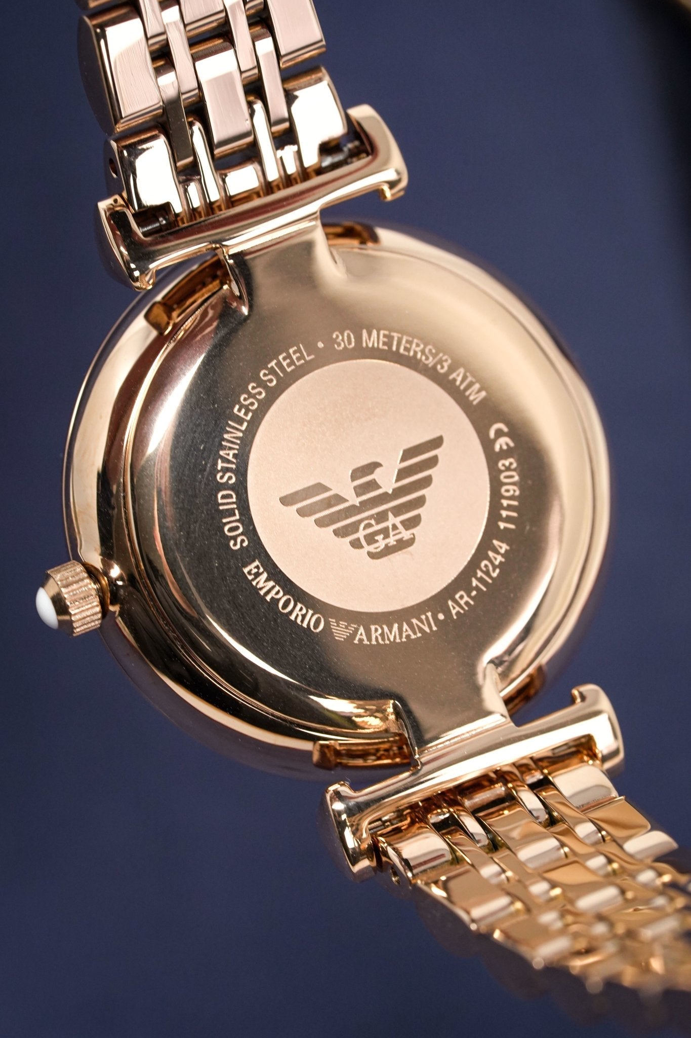 Emporio Armani Ladies T-Bar Gianni Watch Rose Gold Plated AR11244