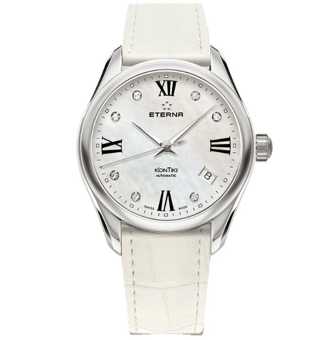 Eterna Watch Ladies KonTiki Steel Diamond Leather Automatic 1260.41.66.1379