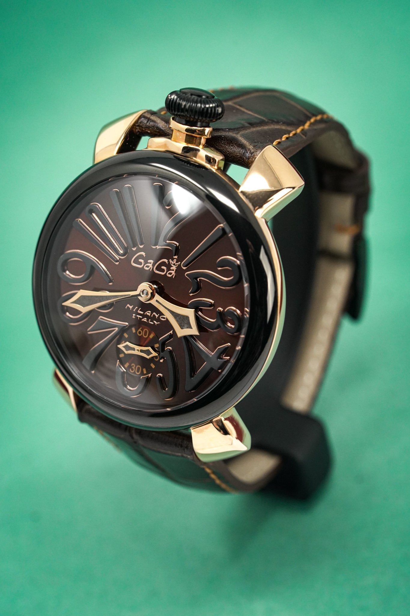 GaGà Milano Watch Manuale 48MM Rose Gold Chocolate