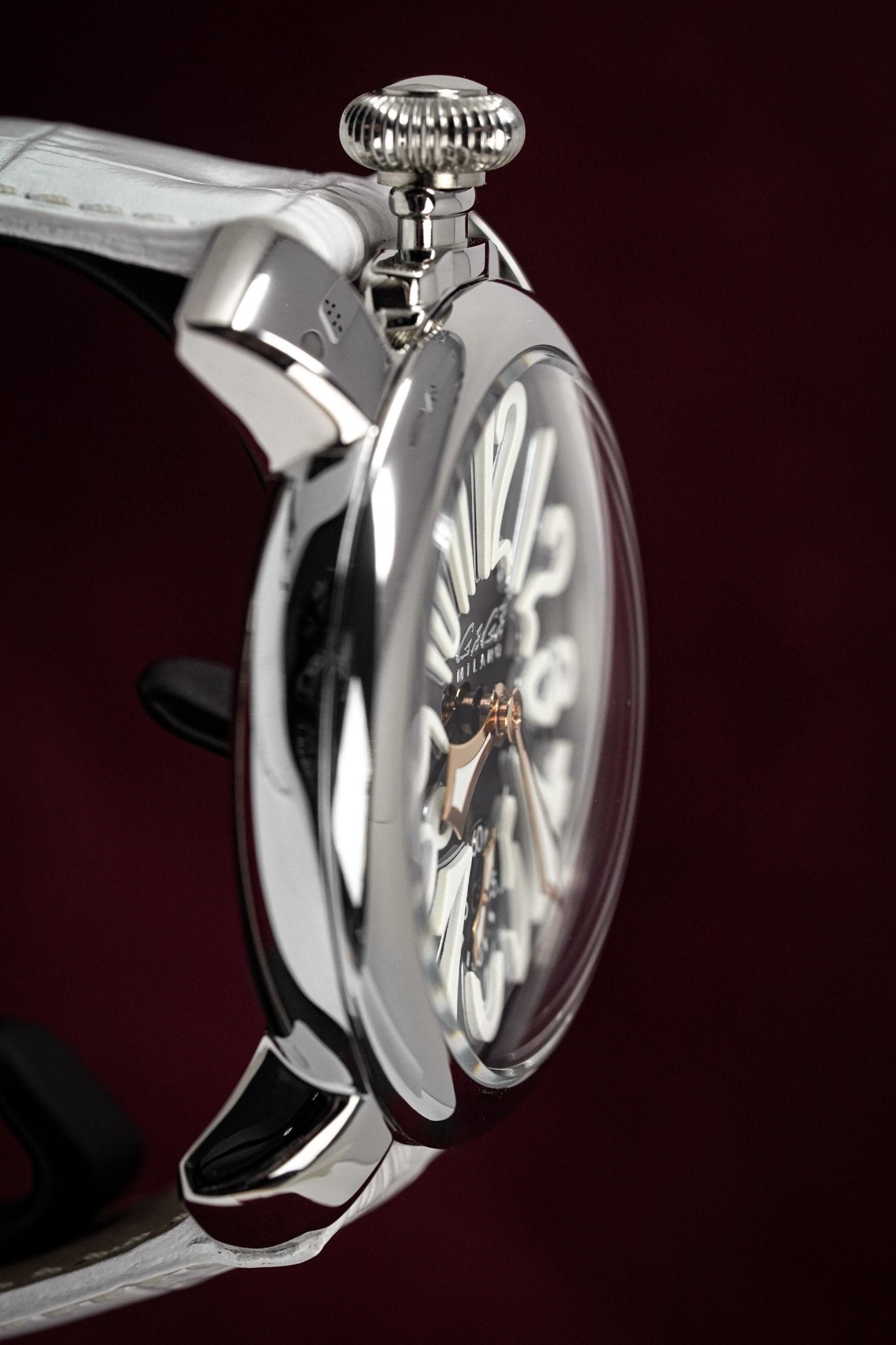 GaGà Milano Watch Hand Winding Manuale 48MM White Rose Gold 5010.06S