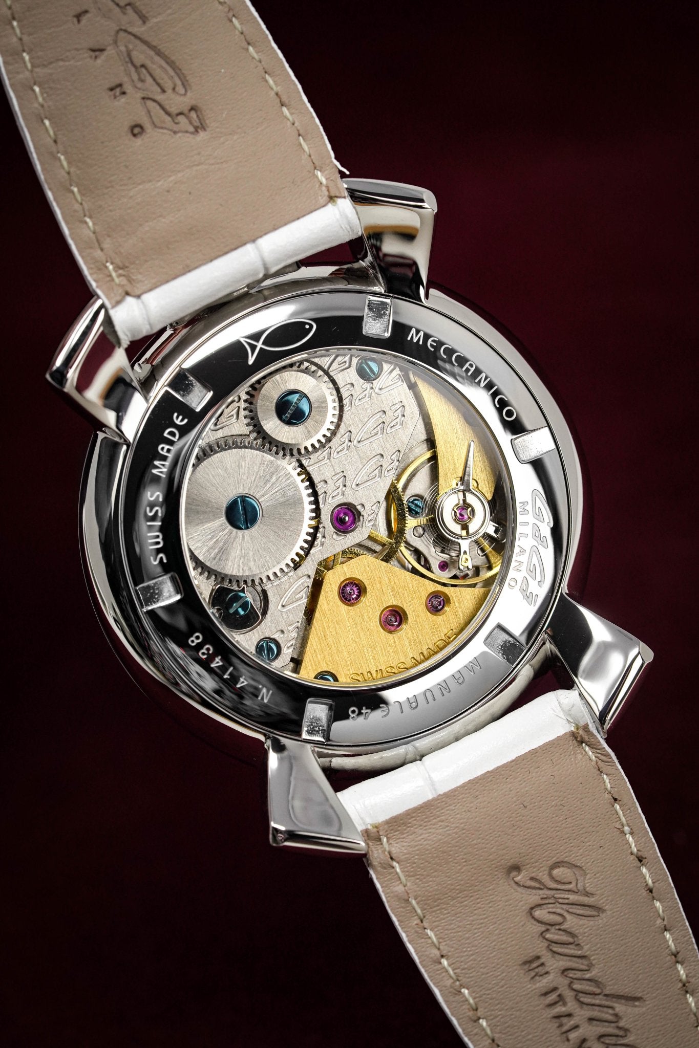 GaGà Milano Watch Hand Winding Manuale 48MM White Rose Gold 5010.06S