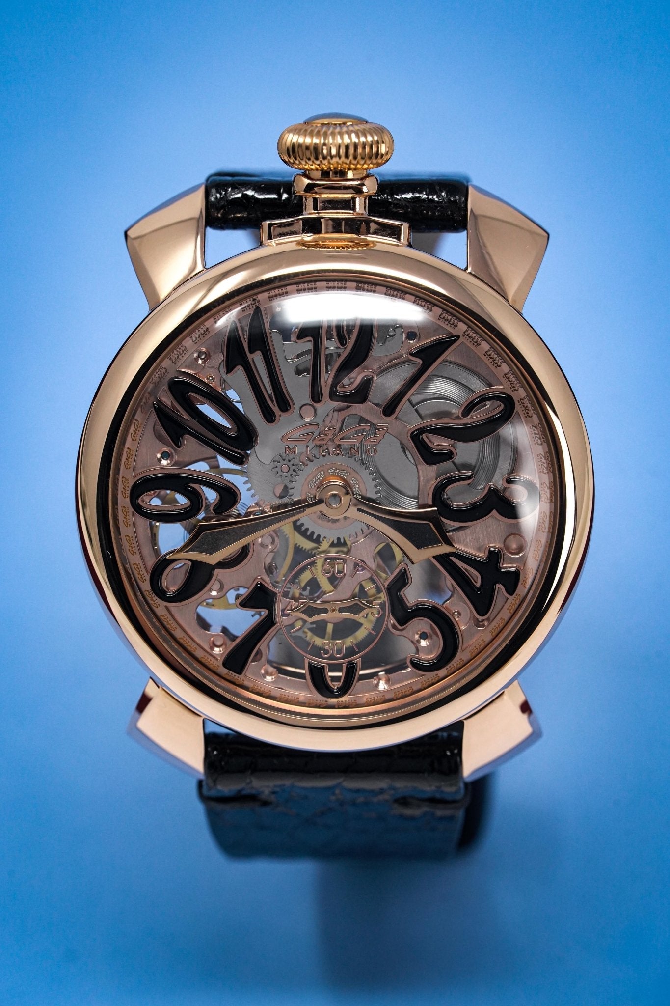 GaGà Milano Watch Skeleton 48MM Rose Gold Black