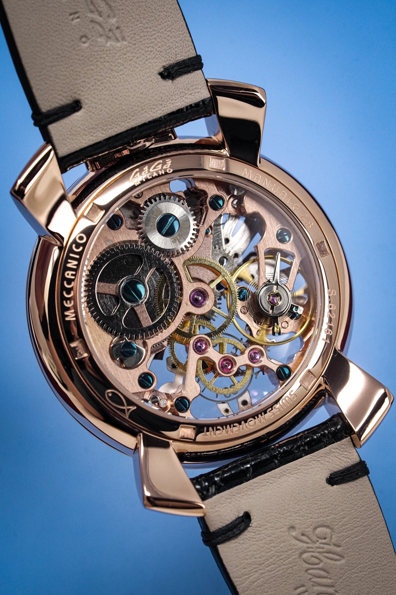 GaGà Milano Watch Skeleton 48MM Rose Gold Black