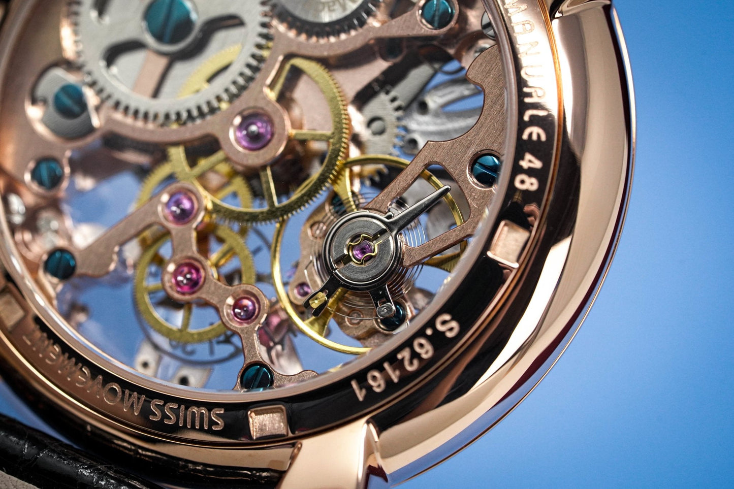 GaGà Milano Watch Skeleton 48MM Rose Gold Black