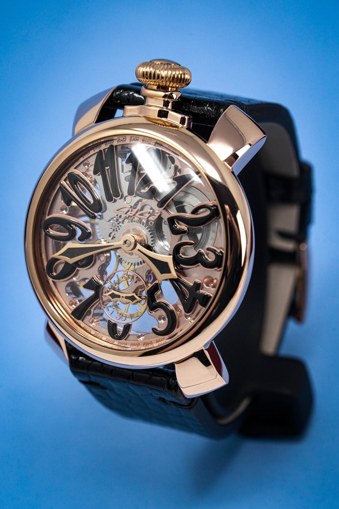 GaGà Milano Watch Skeleton 48MM Rose Gold Black