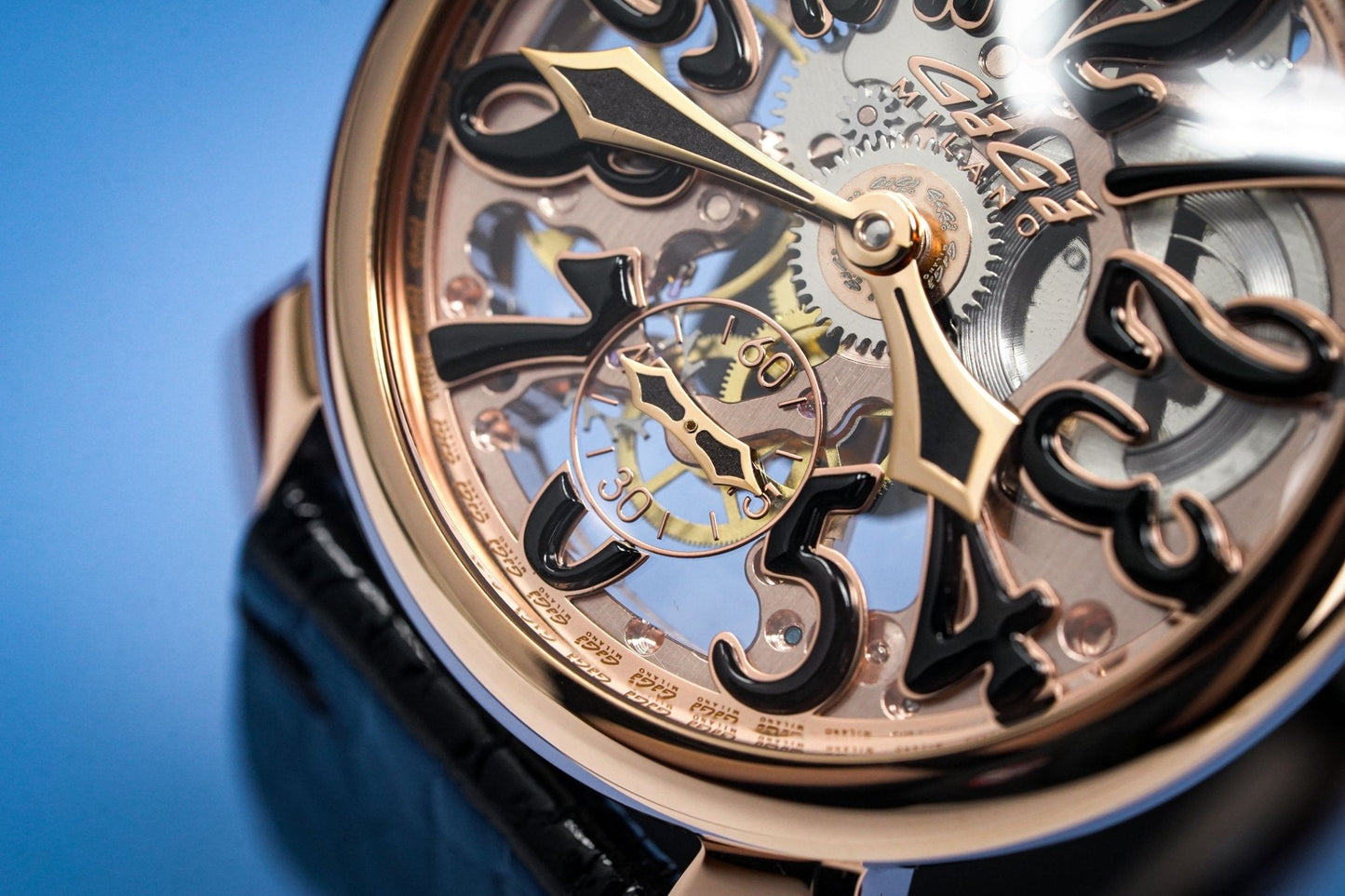 GaGà Milano Watch Skeleton 48MM Rose Gold Black