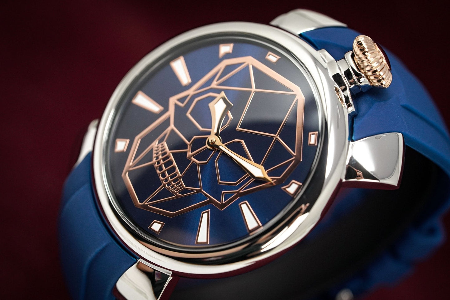 Gaga Milano Watch Slim 46 Bionic Skull Blue 5080.BS02