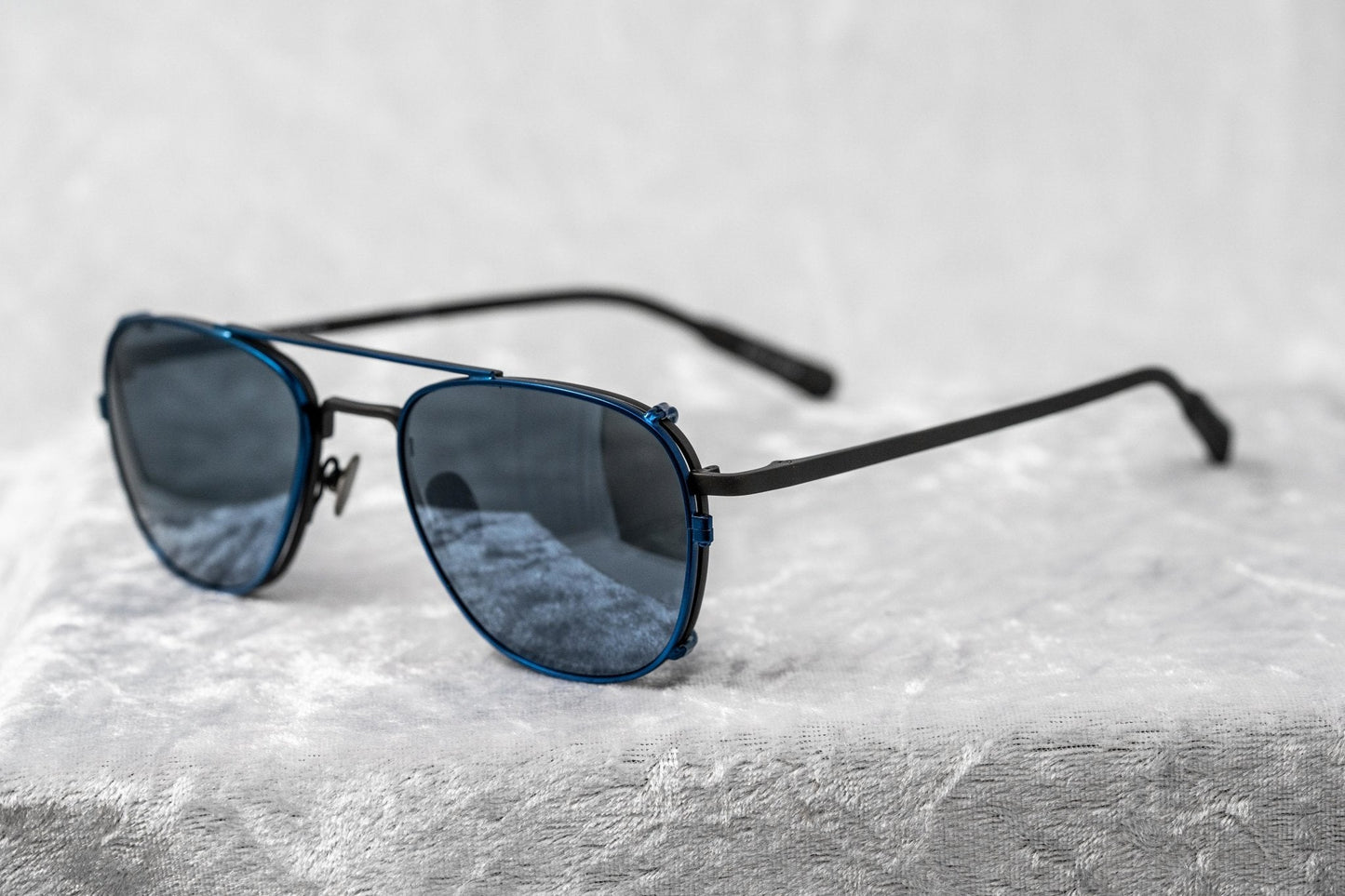 Kris Van Assche Sunglasses Rectangular Matte Black and Blue