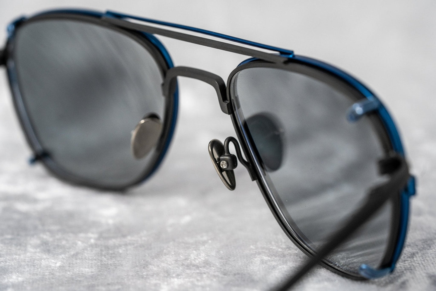 Kris Van Assche Sunglasses Rectangular Matte Black and Blue